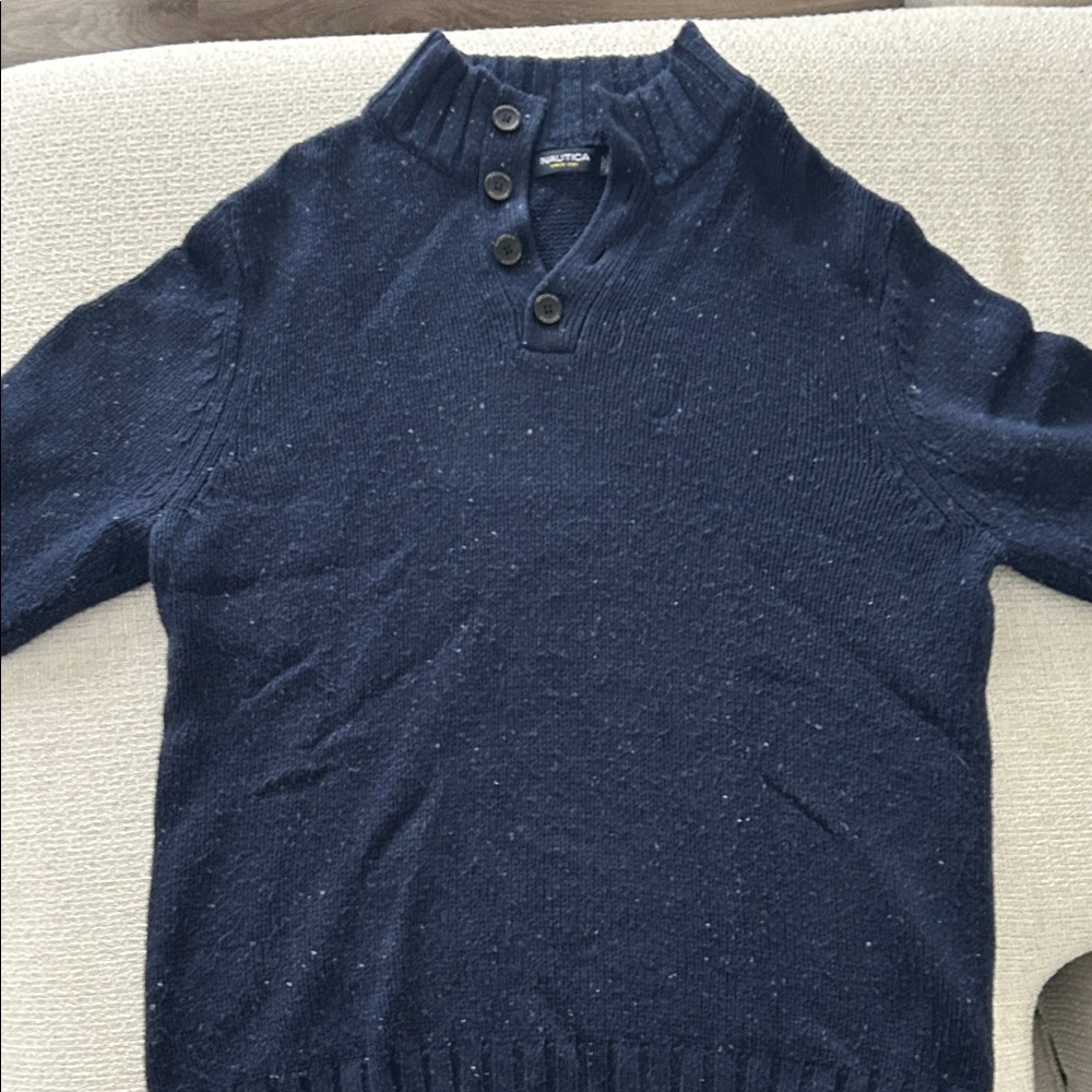 Nautica Men's Navy Flecked Button Sweater